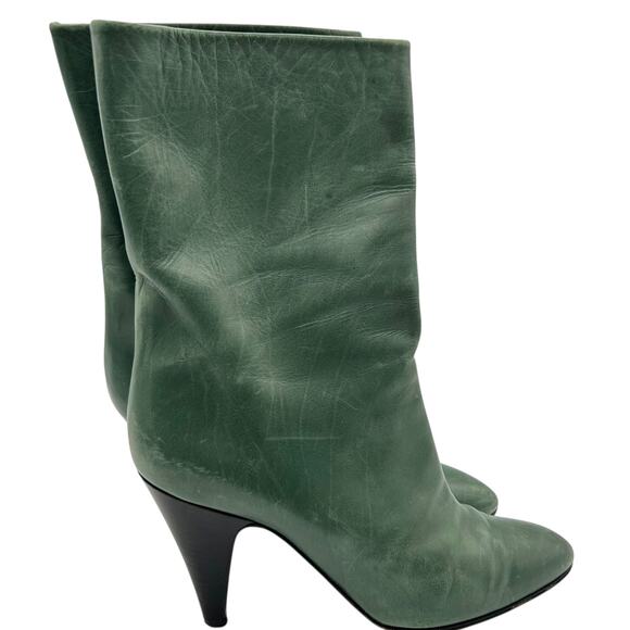 Pancaldi Women's Green Leather Mid Calf Boots Size EU 36 US 5.5-6 - Picture 2 of 14